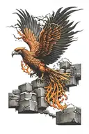 pheonix breaking through a brick wall tatoo design tattoo design idea