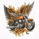 Harley Davidson and wings  tattoo design idea