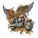 Harley Davidson and wings  tattoo design idea