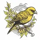 mean looking canary bird tattoo design idea