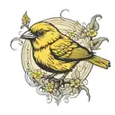 mean looking canary bird tattoo design idea