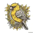mean looking canary bird tattoo design idea