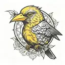 mean looking canary bird tattoo design idea