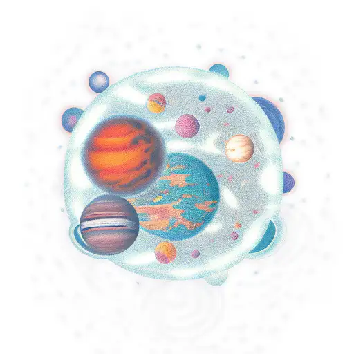 planets as flower tattoo design idea