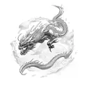 ave fenix y dragon chino rojo tattoo design idea