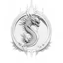 ave fenix y dragon chino rojo tattoo design idea