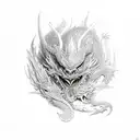 ave fenix y dragon chino rojo tattoo design idea