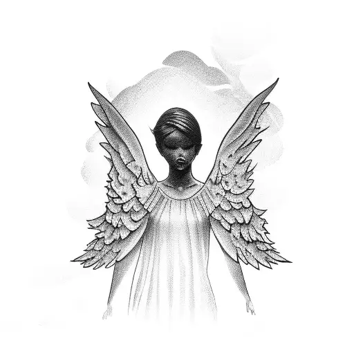 faceless angel tattoo design idea