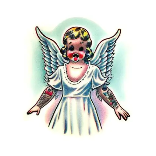 realistic, faceless angel tattoo design idea