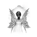faceless angel tattoo design idea