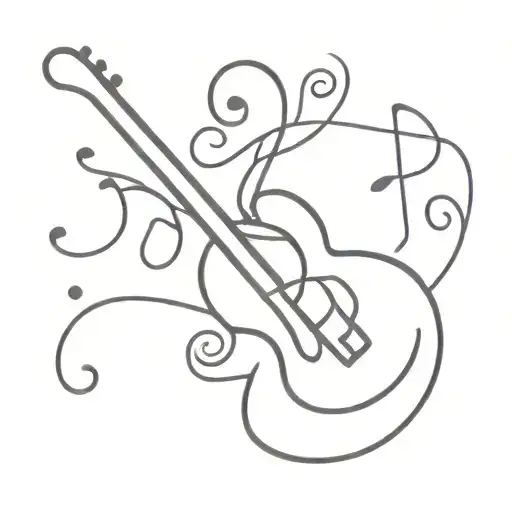music related tattoo with the name Ricky and in the color purple tattoo design idea