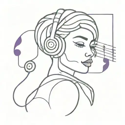 music related tattoo with the nam Ricky and in the color purple tattoo design idea