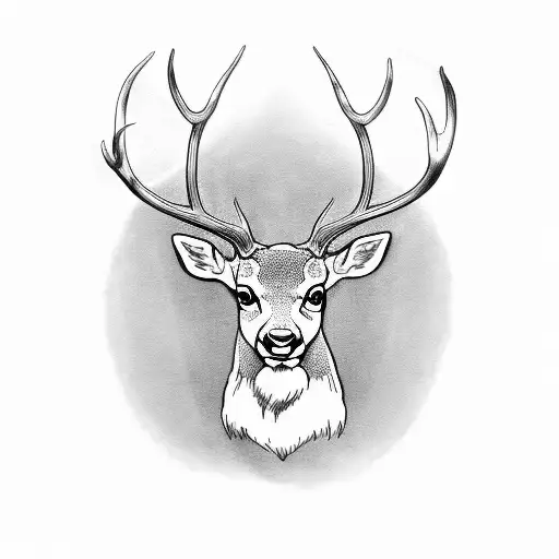 ((Fallow Deer)) head and antlers with Celtic cross between antlers, fallow, realistic, high definition, 8, masterpiece,  tattoo design idea