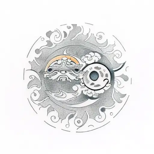 Sun and Moon tattoo design idea