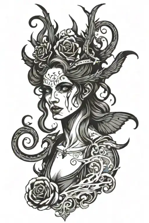 Virgo maiden tattoo design idea