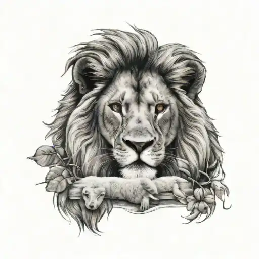 lion and lamb tattoo design idea
