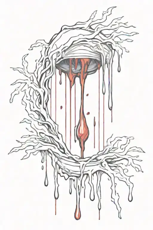 optical illusion blood dripping tattoo design idea