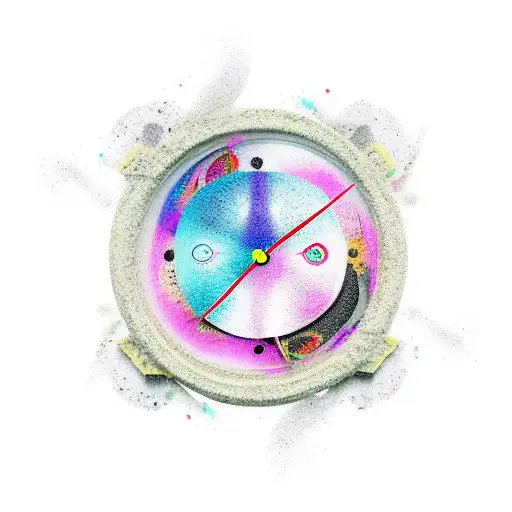 broken clock with yin and yang tattoo design idea