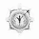 broken clock with yin and yang tattoo design idea
