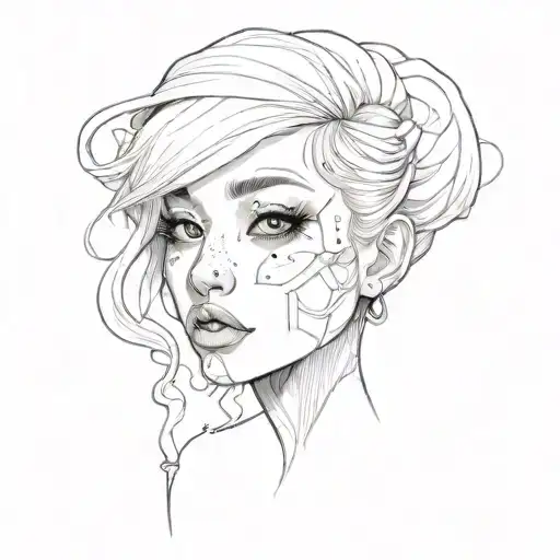 Momo with lips tattoo design idea