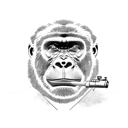 A gorilla holding a smoking gun tattoo design idea