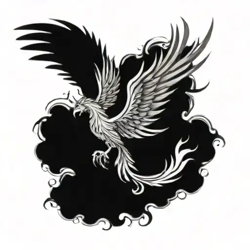 Phoenix with a forest and flames left arm sleeve tattoo design idea