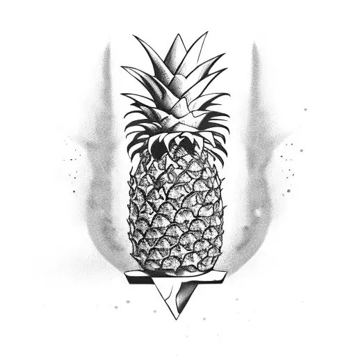 pineapple, shark, hibuscus,  tattoo design idea