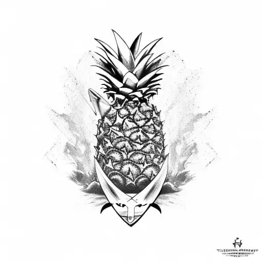 pineapple with shark tattoo design idea