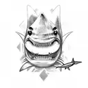 pineapple, shark, hibuscus,  tattoo design idea