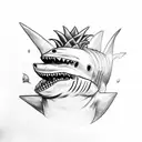 pineapple, shark, hibuscus,  tattoo design idea