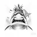 pineapple with shark tattoo design idea