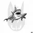 pineapple with shark tattoo design idea