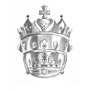 Three chess pieces, a queen, a king and a pawn with a crown on top. Draw as a tattoo  tattoo design idea