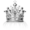 Three chess pieces, a queen, a king and a pawn with a crown on top. Draw as a tattoo  tattoo design idea