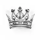 Three chess pieces, a queen, a king and a pawn with a crown on top. Draw as a tattoo  tattoo design idea