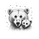 mama bear with two babies tattoo design idea