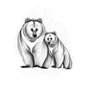 mama bear with two babies tattoo design idea