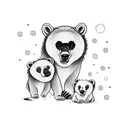 mama bear with two babies tattoo design idea