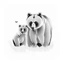 mama bear with two babies tattoo design idea
