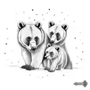 mama bear with two babies tattoo design idea