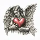 Angel holding Heart in hands tattoo design idea