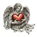 Angel holding Heart in hands tattoo design idea