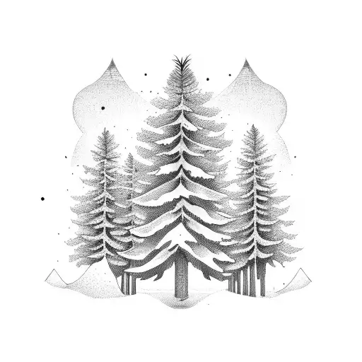 4 tall evergreen trees  tattoo design idea