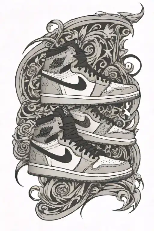 angle wears jordan 1 shoes tattoo design idea