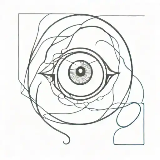 A minimalist tattoo design of an eye surrounded by waves of the sea, symbolizing your fascination with the ocean and the depth of human perception tattoo design idea