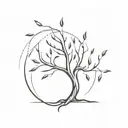 A minimalist tattoo design of a tree with branches shaped like open books, representing the connection between knowledge and nature, two of your favorite things tattoo design idea