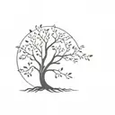 A minimalist tattoo design of a tree with branches shaped like open books, representing the connection between knowledge and nature, two of your favorite things tattoo design idea