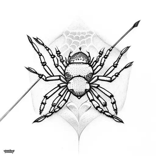 spider and heart tattoo design idea