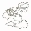 dragon flying through clouds tattoo design idea