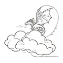 dragon flying through clouds tattoo design idea